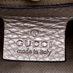 مملوكة مسبقًا Gucci Metallic Grey Leather Medium Soho Tote