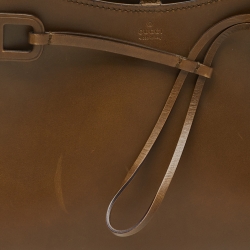 Pre Owned Gucci Green Leather Vintage Bamboo Bag