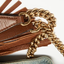 مملوكة مسبقًا Gucci Blue/Brown Denim and Leather Medium Soho Chain Shoulder Bag