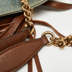 مملوكة مسبقًا Gucci Blue/Brown Denim and Leather Medium Soho Chain Shoulder Bag