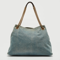 مملوكة مسبقًا Gucci Blue/Brown Denim and Leather Medium Soho Chain Shoulder Bag