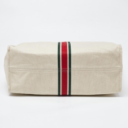 مملوكة مسبقًا Gucci Beige/Brown Canvas and Leather Web Shopper Tote