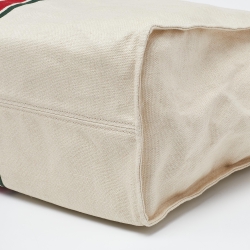 مملوكة مسبقًا Gucci Beige/Brown Canvas and Leather Web Shopper Tote