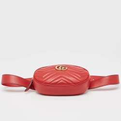 مملوكة مسبقًا Gucci Red Matelassé Leather GG Marmont Belt Bag