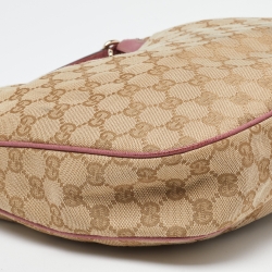 مملوكة مسبقًا Gucci Beige/Pink GG Canvas and Leather Hobo