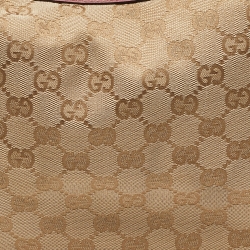 مملوكة مسبقًا Gucci Beige/Pink GG Canvas and Leather Hobo