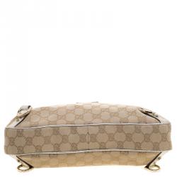 Pre Owned Gucci Beige GG Canvas Medium Abbey D-Ring Hobo