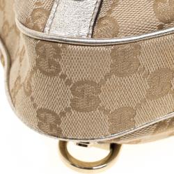 Pre Owned Gucci Beige GG Canvas Medium Abbey D-Ring Hobo
