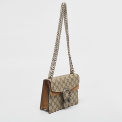مملوكة مسبقًا Gucci Beige GG Supreme Canvas and Suede Mini Dionysus Shoulder Bag
