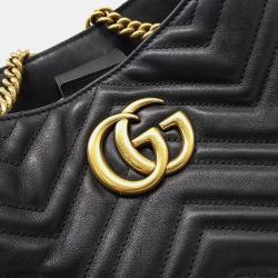 مملوكة مسبقًا Gucci Black Leather GG Marmont Tote Bag