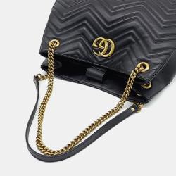 مملوكة مسبقًا Gucci Black Leather GG Marmont Tote Bag