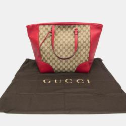 Gucci Red/Beige Leather GG Canvas Medium Bree Tote