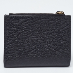 مملوكة مسبقًا Gucci Black Leather GG Marmont Butterfly Bifold Zip Wallet