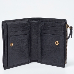 مملوكة مسبقًا Gucci Black Leather GG Marmont Butterfly Bifold Zip Wallet
