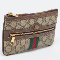 Pre Owned Gucci Brown/Beige GG Supreme Canvas Ophidia Pouch