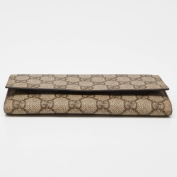Gucci Beige GG Supreme Canvas and Leather Continental Wallet