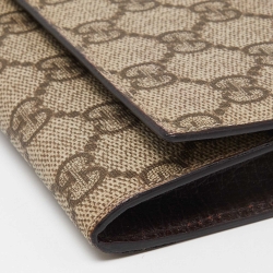 Gucci Beige GG Supreme Canvas and Leather Continental Wallet