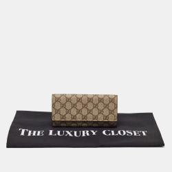 Gucci Beige GG Supreme Canvas and Leather Continental Wallet