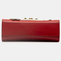 Gucci Red Leather Padlock Star Shoulder Bag
