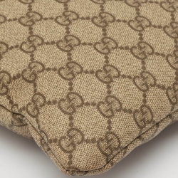Pre Owned Gucci Beige GG Supreme Canvas Small Flat Messenger Bag