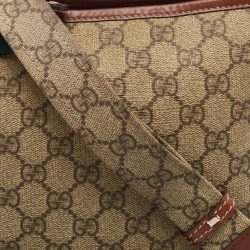 Pre Owned Gucci Beige GG Supreme Canvas Small Flat Messenger Bag