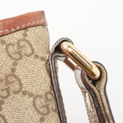 Pre Owned Gucci Beige GG Supreme Canvas Small Flat Messenger Bag