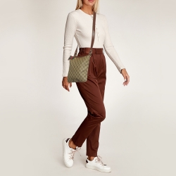 Pre Owned Gucci Beige GG Supreme Canvas Small Flat Messenger Bag