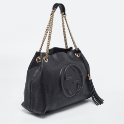 مملوكة مسبقًا Gucci Black Leather Medium Chain Soho Shoulder Bag