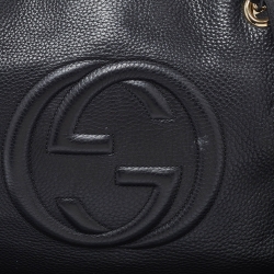 مملوكة مسبقًا Gucci Black Leather Medium Chain Soho Shoulder Bag