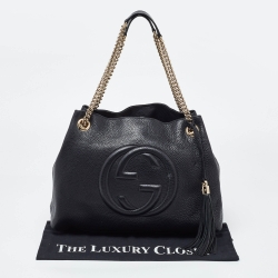 مملوكة مسبقًا Gucci Black Leather Medium Chain Soho Shoulder Bag