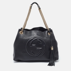 مملوكة مسبقًا Gucci Black Leather Medium Chain Soho Shoulder Bag