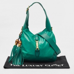 Gucci Green Leather Medium New Jackie Hobo