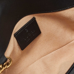 مملوكة مسبقًا Gucci Black Matelassé Leather Super Mini GG Marmont Shoulder Bag