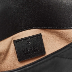 مملوكة مسبقًا Gucci Black Matelassé Leather Super Mini GG Marmont Shoulder Bag
