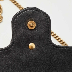 مملوكة مسبقًا Gucci Black Matelassé Leather Super Mini GG Marmont Shoulder Bag