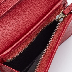 Pre Owned Gucci Red/Beige GG Supreme Canvas and Leather Queen Margaret Card Case