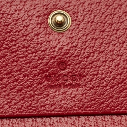 Pre Owned Gucci Red/Beige GG Supreme Canvas and Leather Queen Margaret Card Case