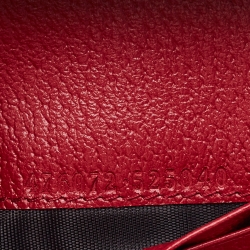 Pre Owned Gucci Red/Beige GG Supreme Canvas and Leather Queen Margaret Card Case