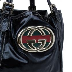 مملوكة مسبقًا Gucci Black Patent Leather Large Brit Tote