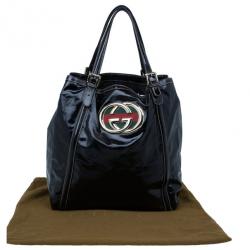 مملوكة مسبقًا Gucci Black Patent Leather Large Brit Tote