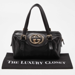 مملوكة مسبقًا Gucci Black Leather Small Britt Boston Bag