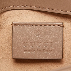 Pre Owned Gucci Beige Matelassé Leather Super Mini GG Marmont Shoulder Bag
