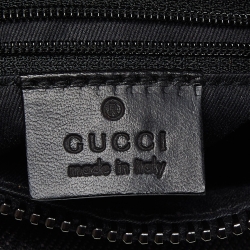 Pre Owned Gucci Black GG Denim and Leather Zip Bag