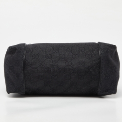 Pre Owned Gucci Black GG Denim and Leather Zip Bag