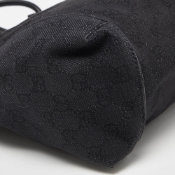 Pre Owned Gucci Black GG Denim and Leather Zip Bag