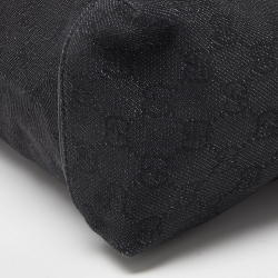 Pre Owned Gucci Black GG Denim and Leather Zip Bag