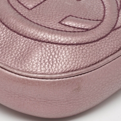 Pre Owned Gucci Purple Leather Mini Soho Disco Chain Crossbody Bag