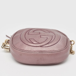 Pre Owned Gucci Purple Leather Mini Soho Disco Chain Crossbody Bag