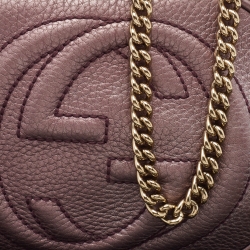 Pre Owned Gucci Purple Leather Mini Soho Disco Chain Crossbody Bag