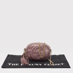 Pre Owned Gucci Purple Leather Mini Soho Disco Chain Crossbody Bag